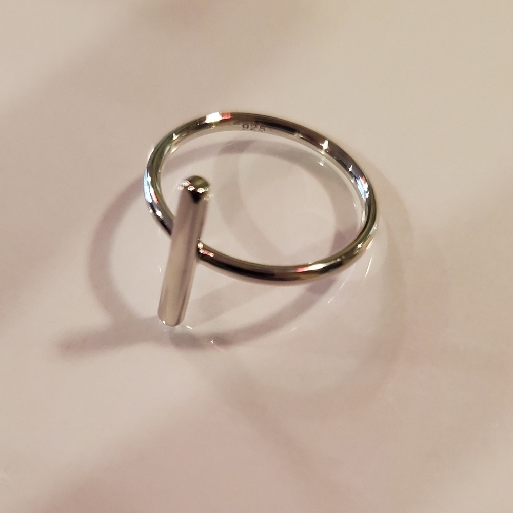 Sterling Silver Thin Bar Ring - image 2